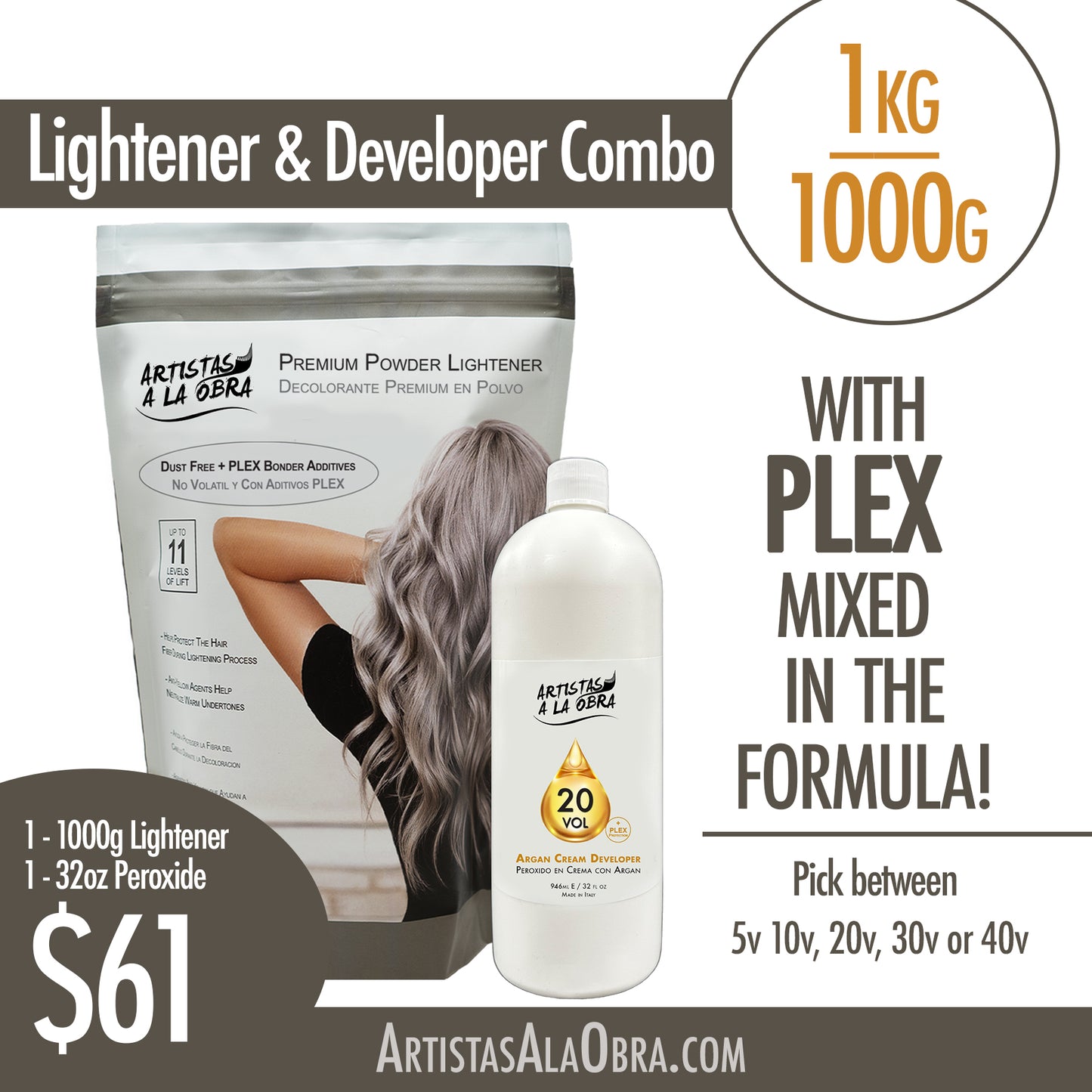 Lightener & Developers Combo - 1kg / 1000g