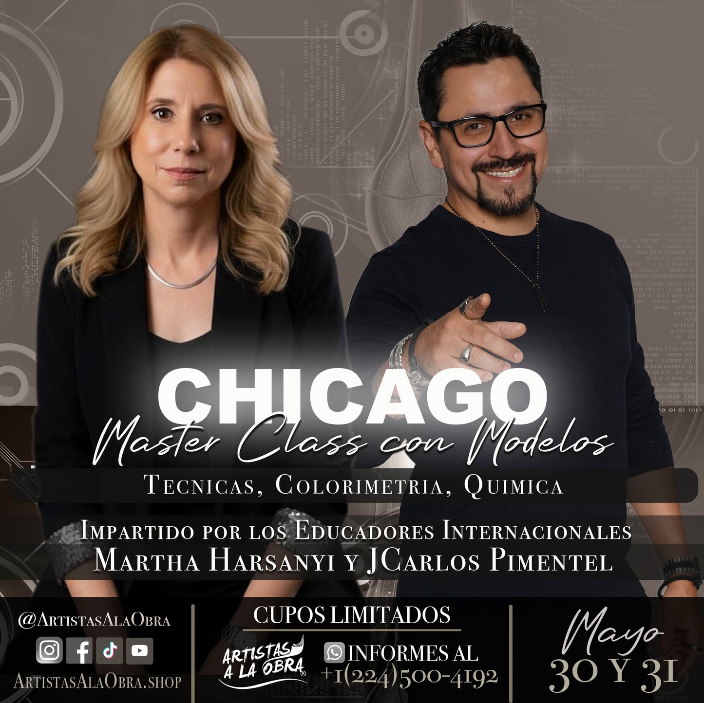Martha Harsanyi y JCarlos Pimentel - Master Class con Modelos en Chicago - Mayo 30 y 31.