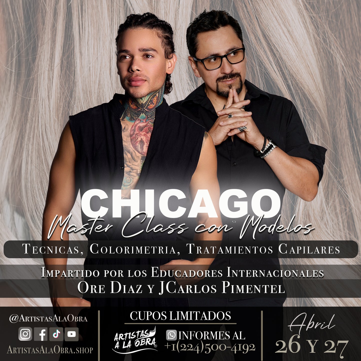 Ore Diaz y JCarlos Pimentel - Master Class con Modelos en Chicago - Abril 26 y 27.