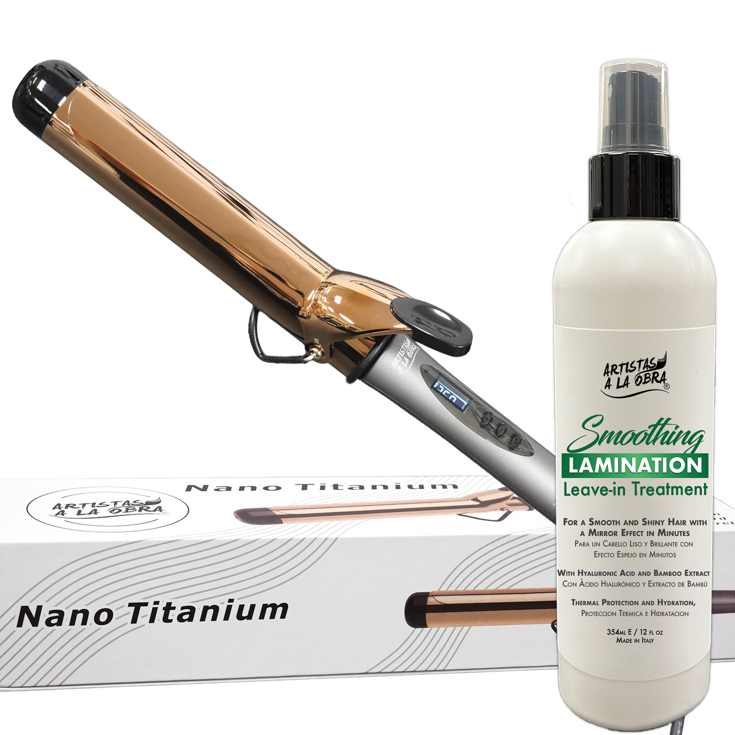 Professional Hair Iron 450°F with Smoothing Lamination Leave-In Treatment