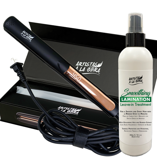 Professional Hair Iron 450°F with Smoothing Lamination Leave-In Treatment