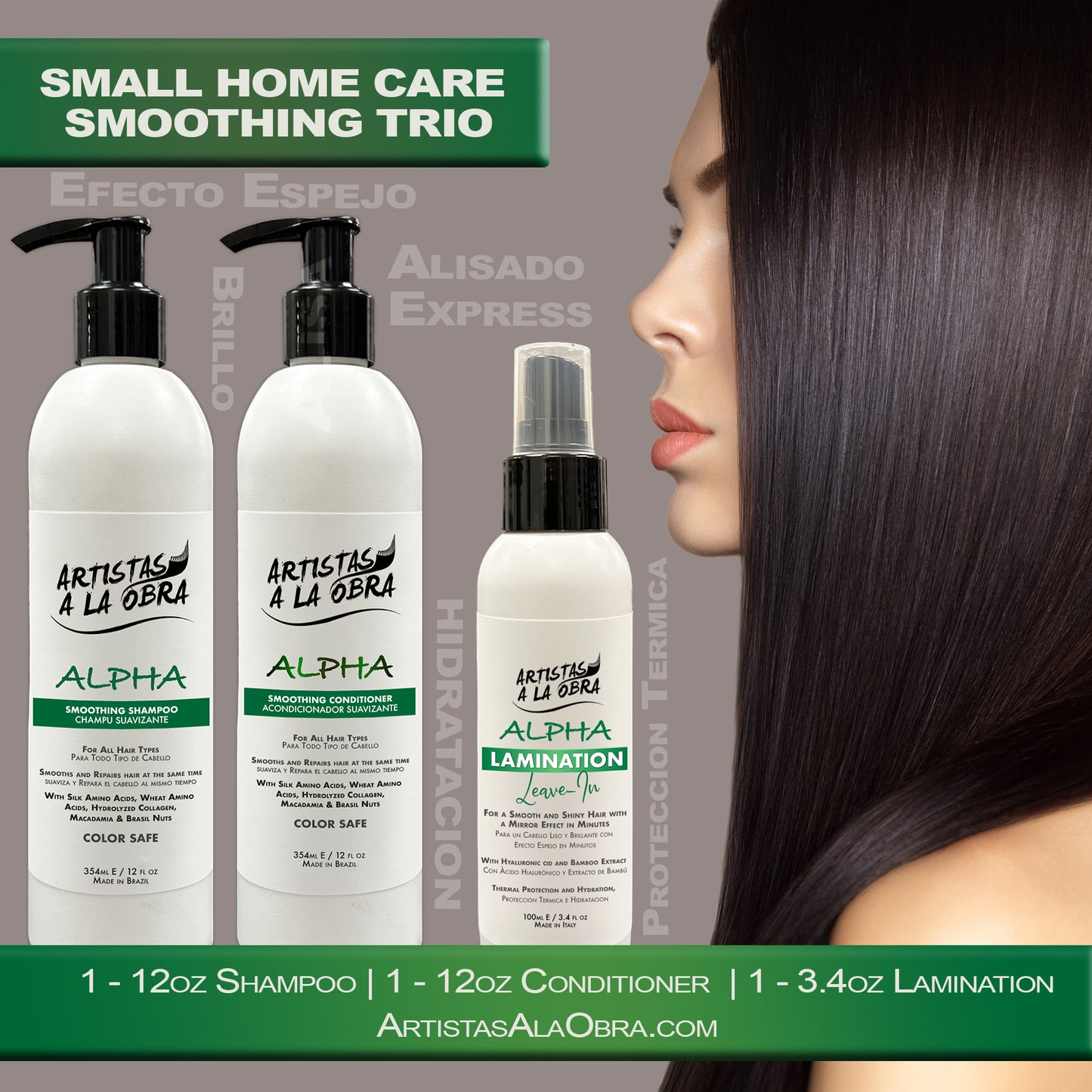 SMOOTHING TRIO - Shampoo, Conditioner and Leave-in.